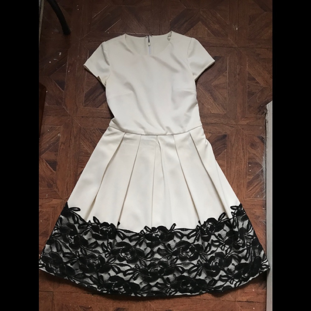 White Dress with Black Lace detail